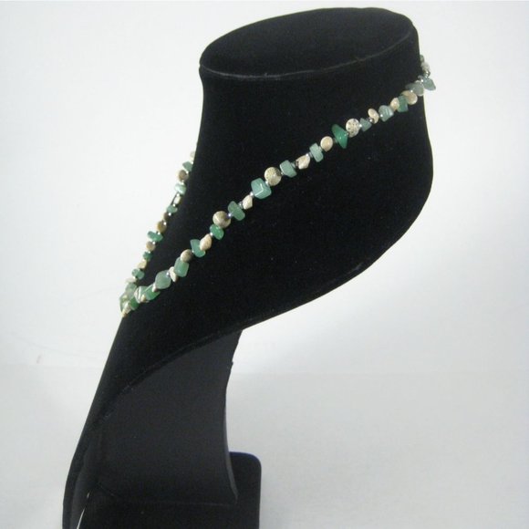 Seashell Jade Stone Chip Necklace 21 In Strand Beaded Shell Beach Sea Ocean - Picture 6 of 7